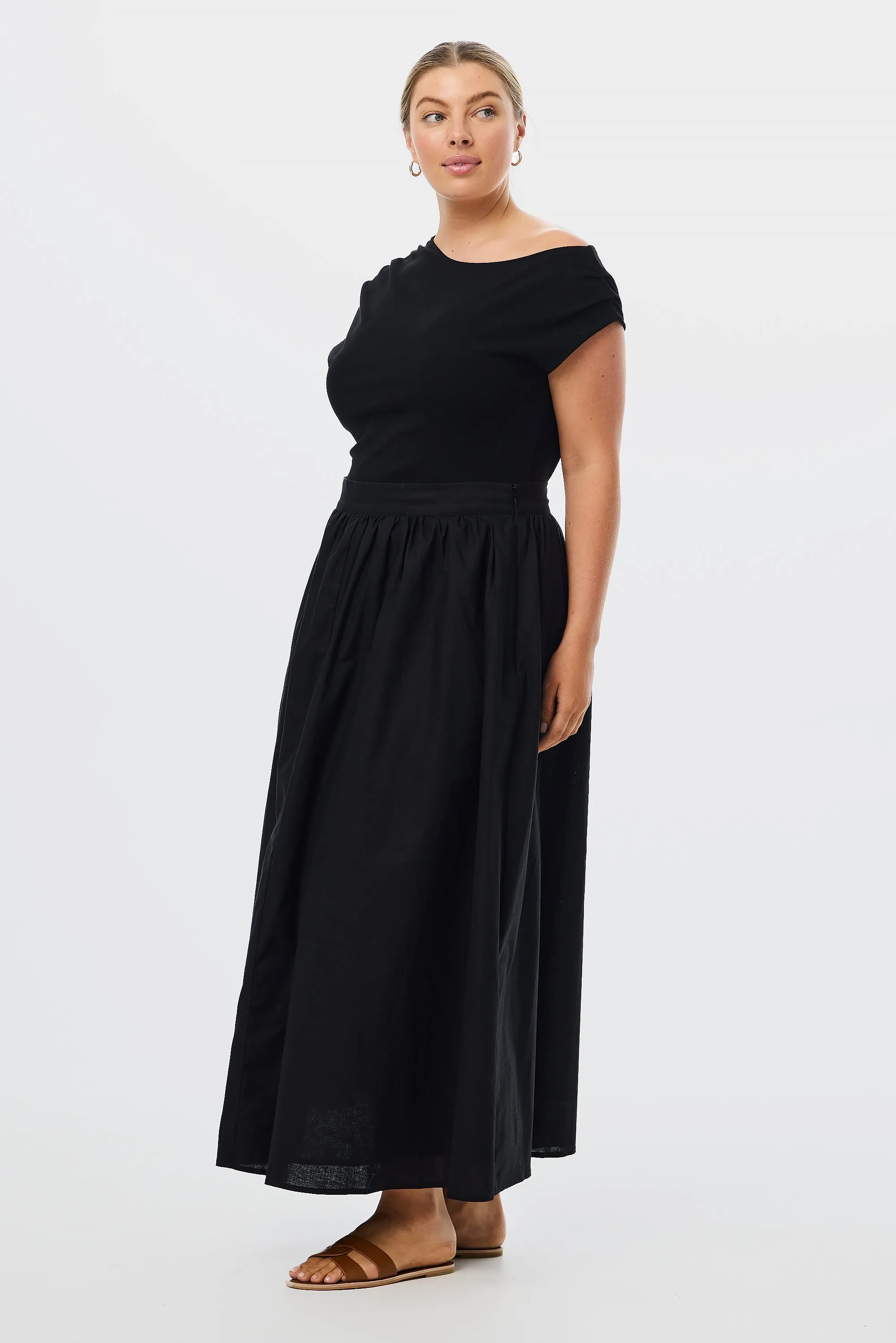 Maxi Linen Skirt - Black