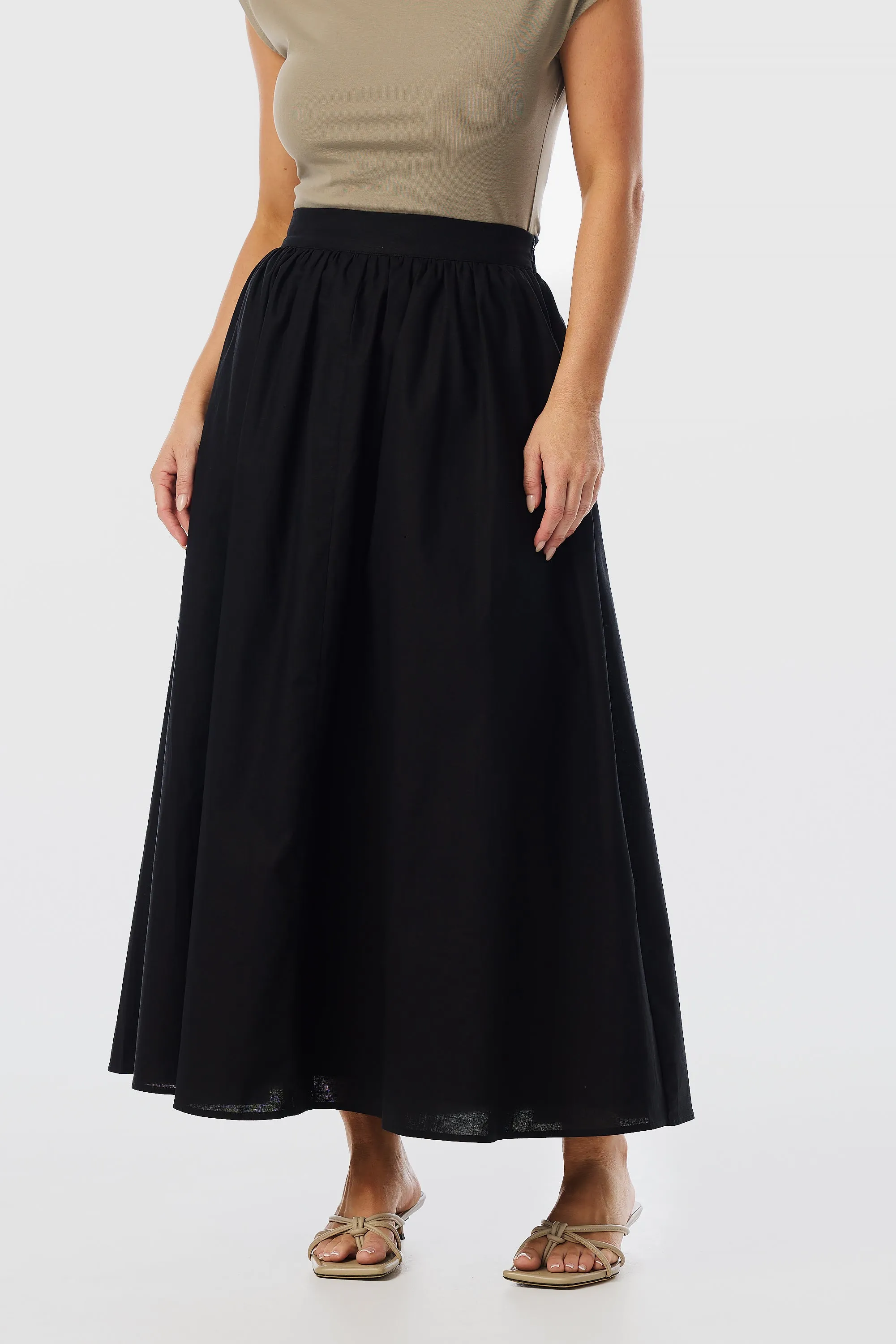 Maxi Linen Skirt - Black