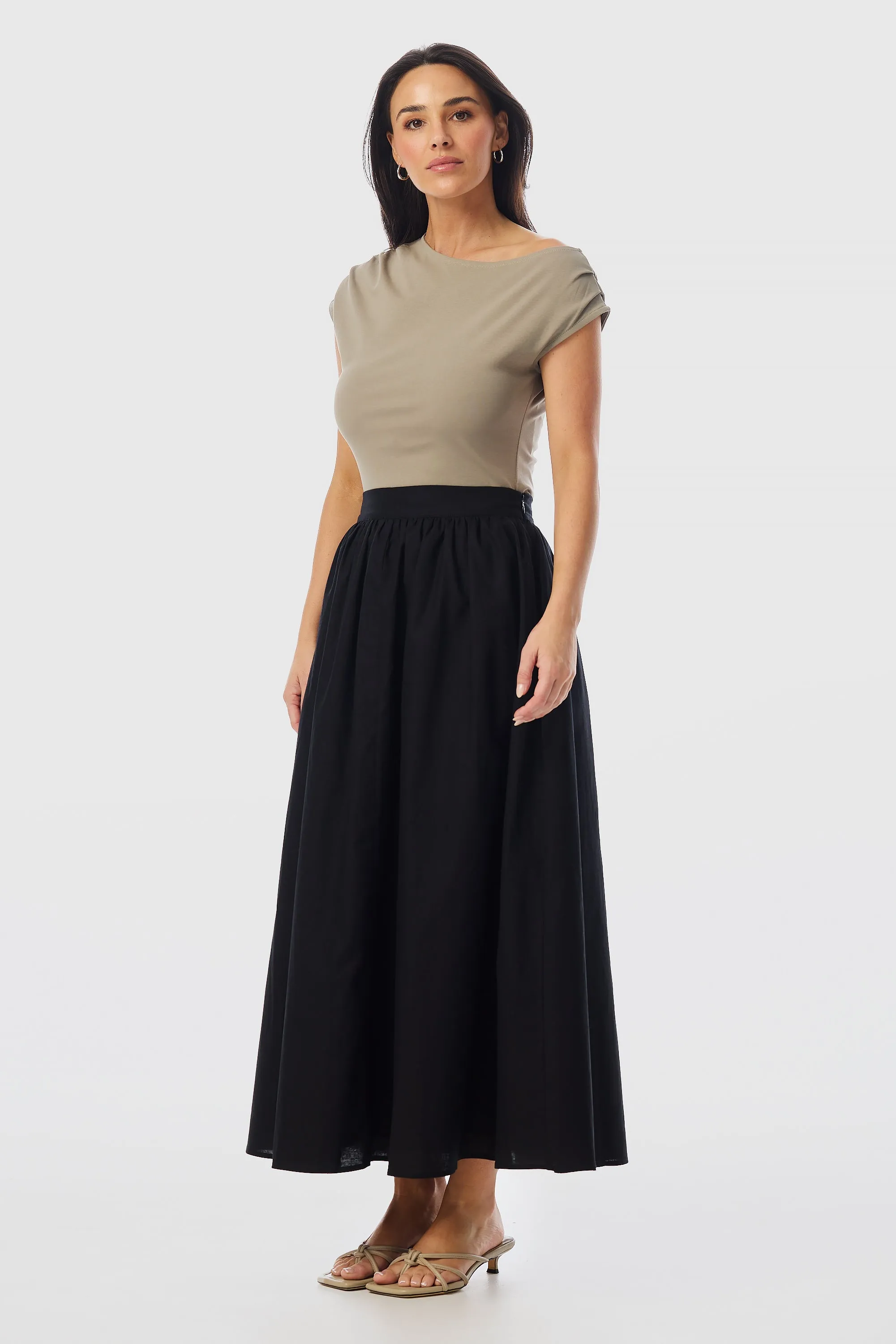 Maxi Linen Skirt - Black