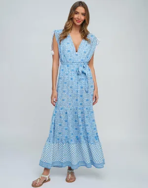 Maya Maxi Dress - Blue and White