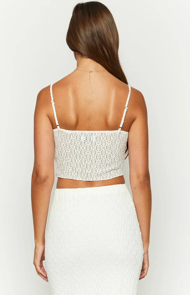 McKay White Tie Up Crop Top