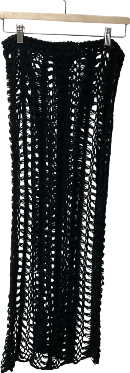 Misspap Black Crochet Maxi Skirt UK S