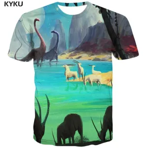 Ocean T shirts Men Graffiti Tshirts Cool Animal Shirt Print Street Tshirts Casual