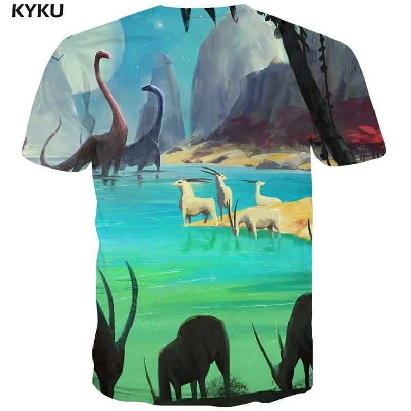 Ocean T shirts Men Graffiti Tshirts Cool Animal Shirt Print Street Tshirts Casual