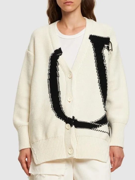 Off-White   OW maxi logo wool cardigan 