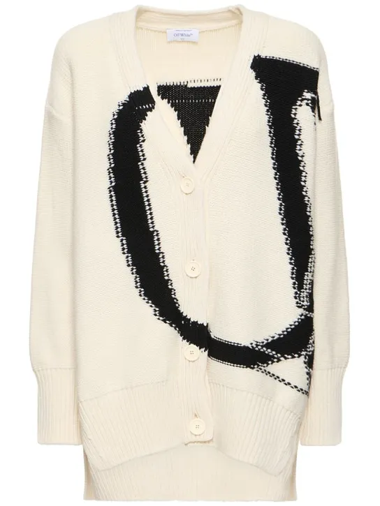 Off-White   OW maxi logo wool cardigan 