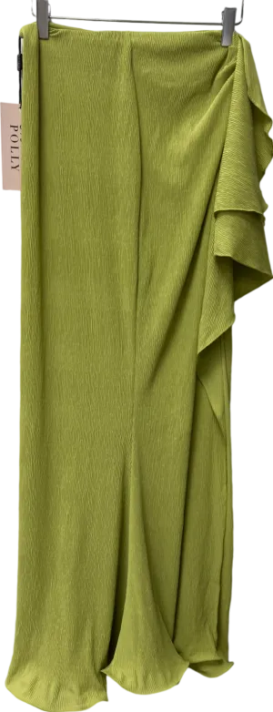 Oh Polly Ruffle-trim Maxi Skirt In Olive Green UK 8