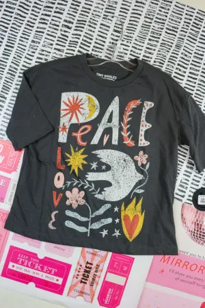 Peace & Love Girls Black Graphic tee