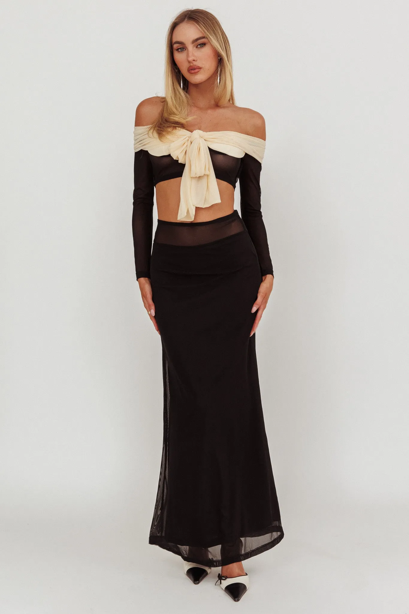 Perfect Worlds Mesh Maxi Skirt Black