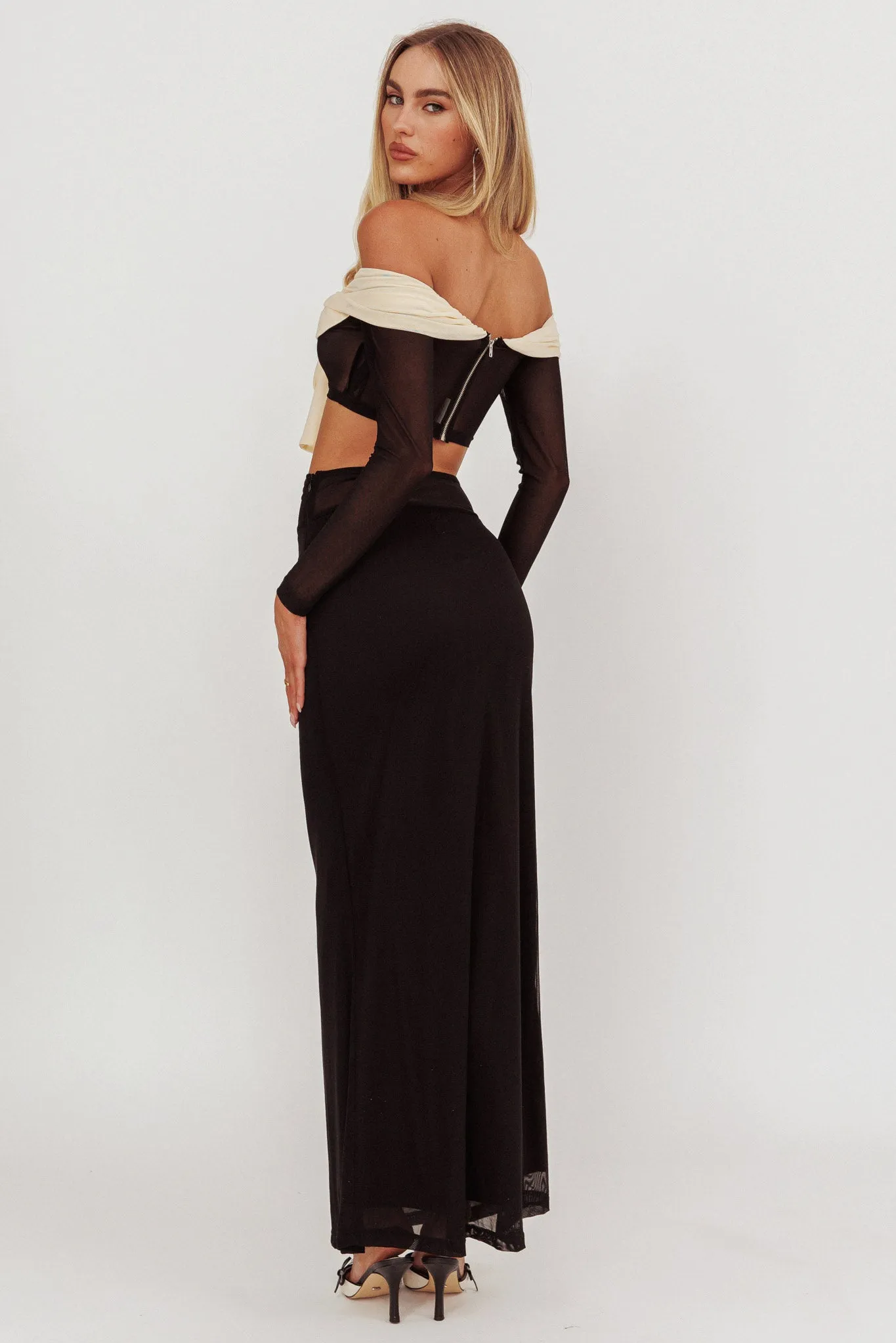 Perfect Worlds Mesh Maxi Skirt Black