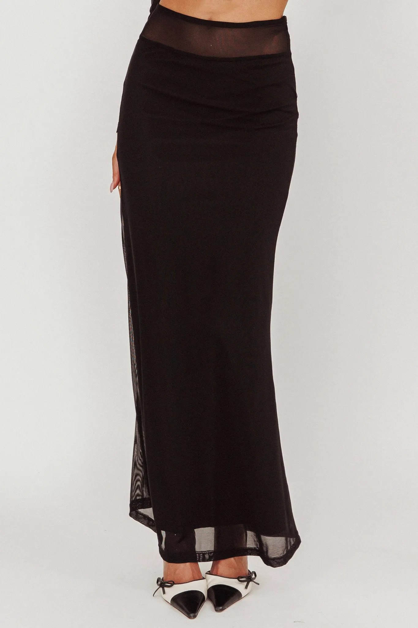 Perfect Worlds Mesh Maxi Skirt Black