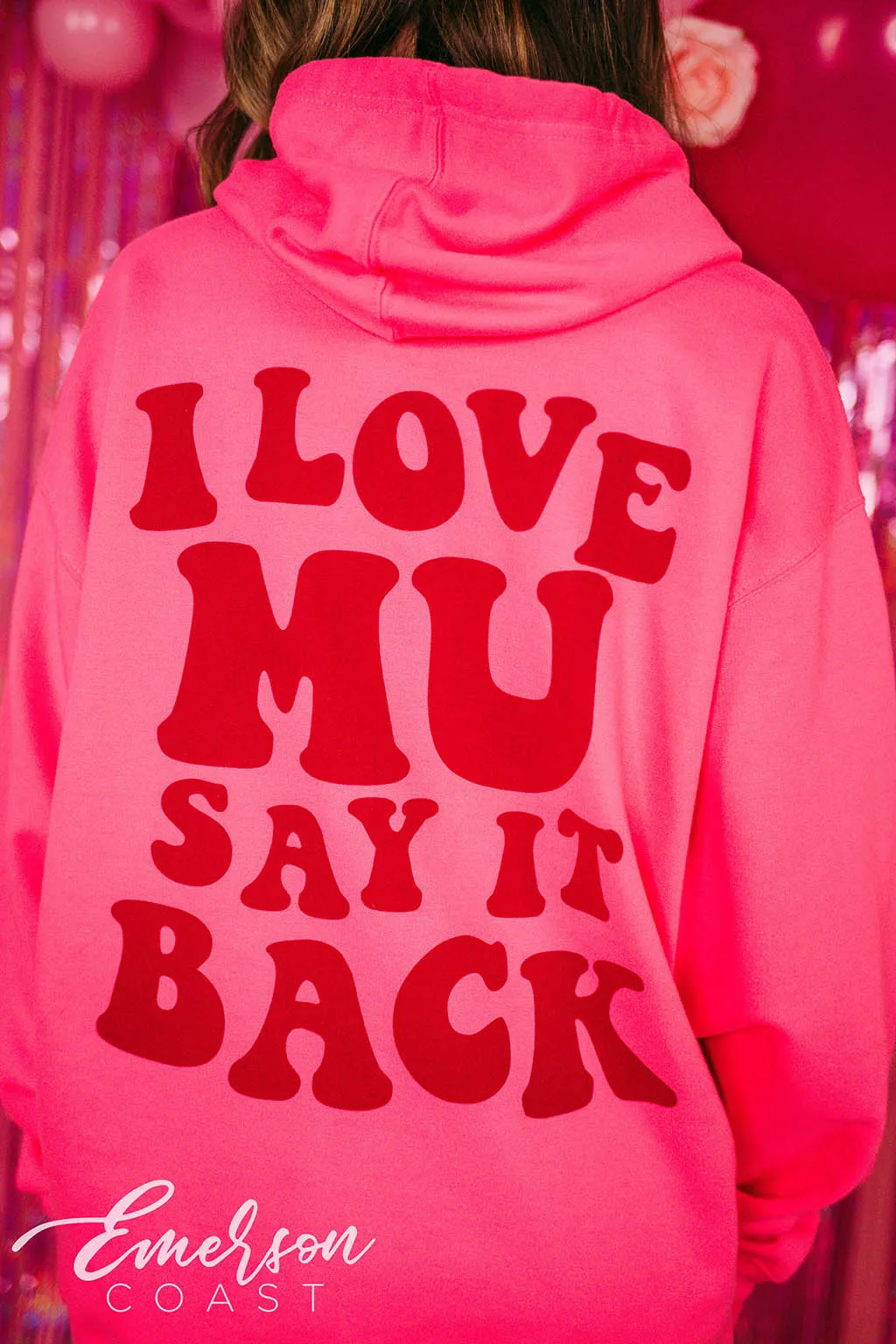 Phi Mu I Love Mu Say It Back Hot Pink Hoodie