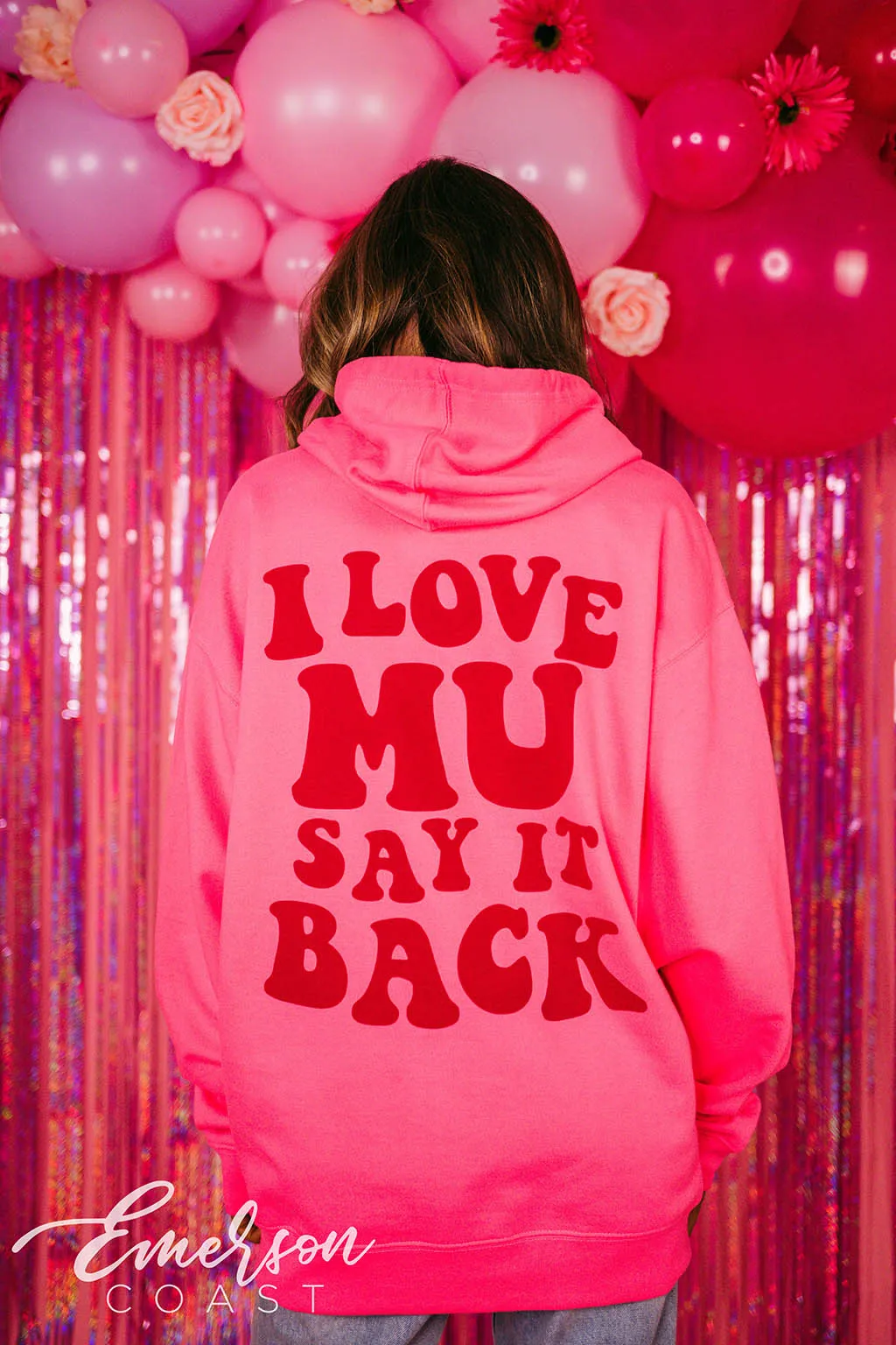 Phi Mu I Love Mu Say It Back Hot Pink Hoodie