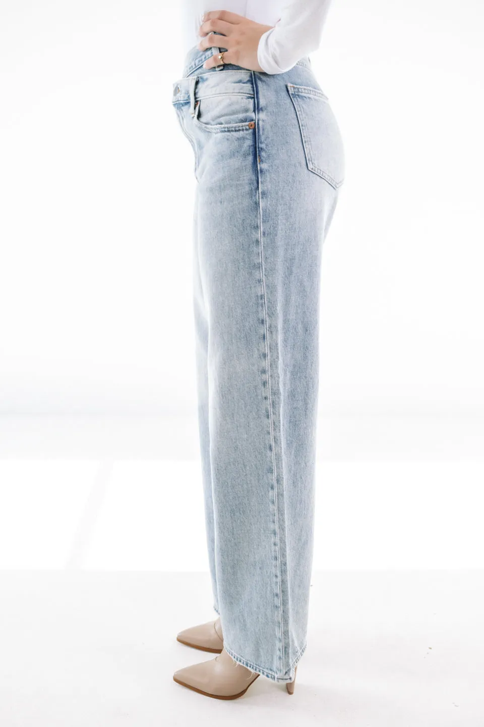 Pistola Bobbie Crossover High Rise Straight Leg Jean - Nelson