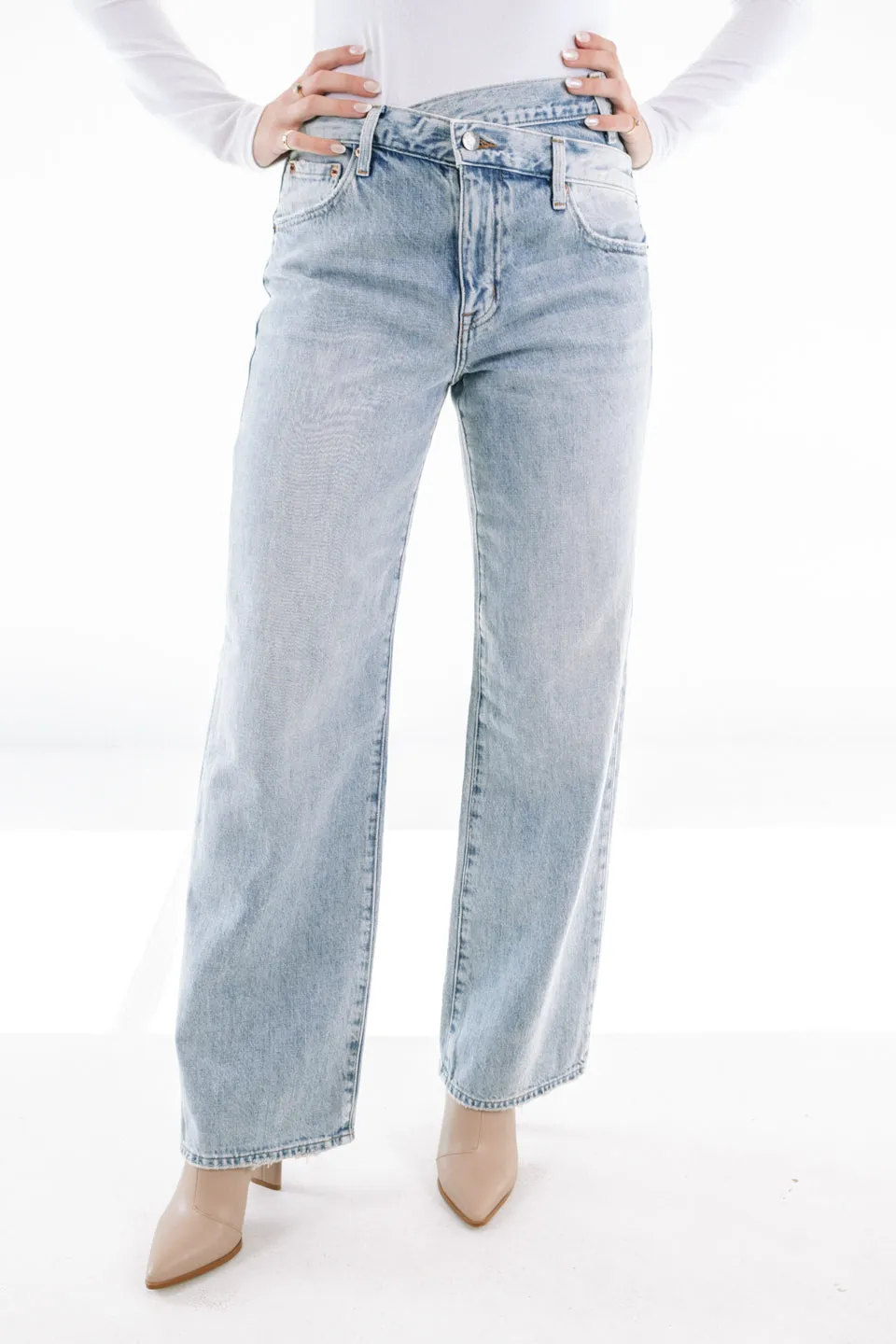 Pistola Bobbie Crossover High Rise Straight Leg Jean - Nelson