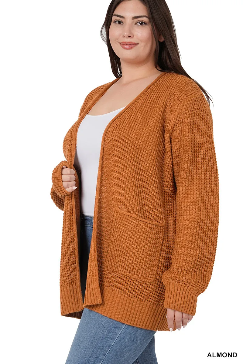 Plus Comfy Waffle Cardigan