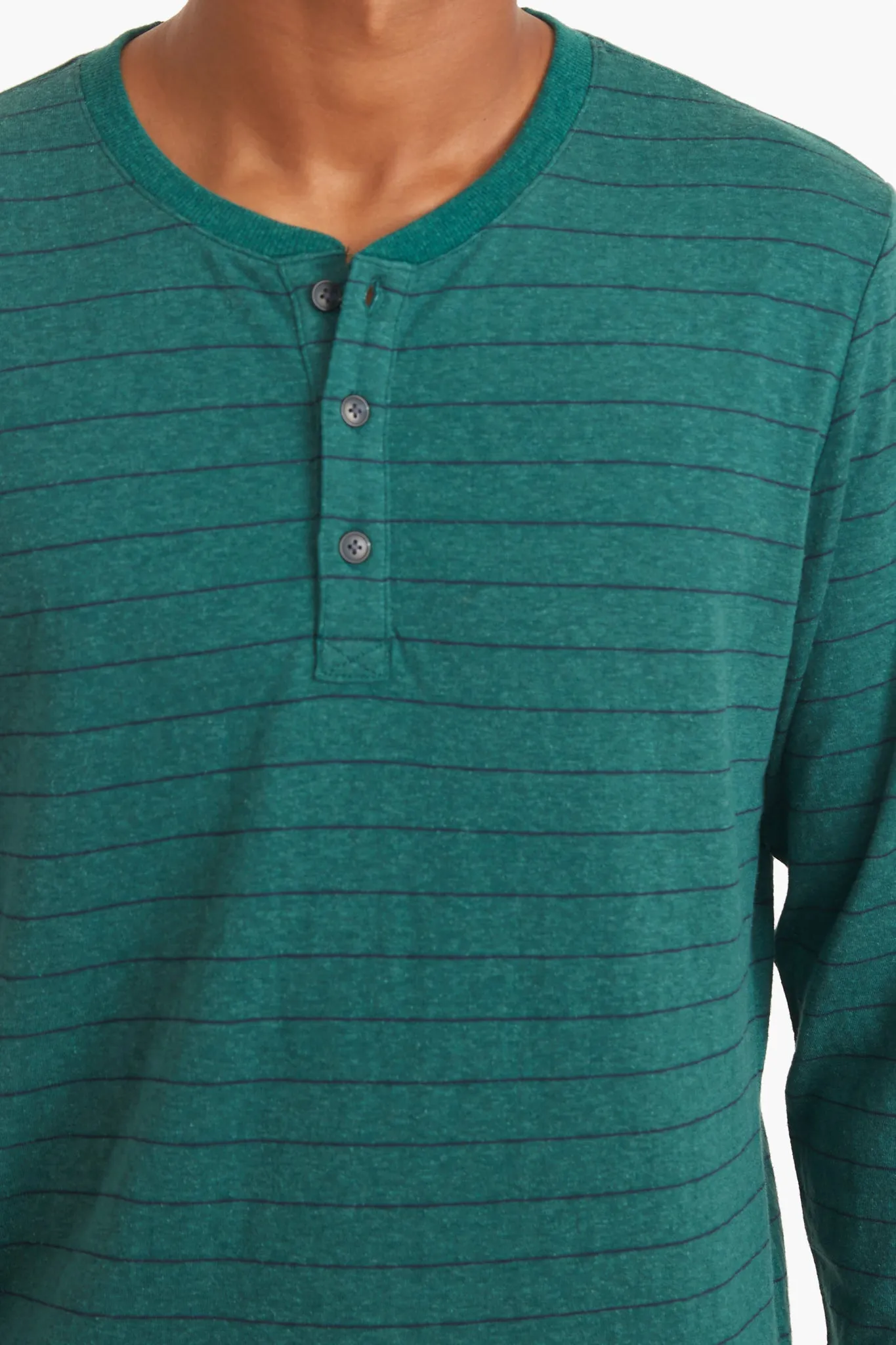 Ponderosa Pine Navy Stripe Double Knit Henley