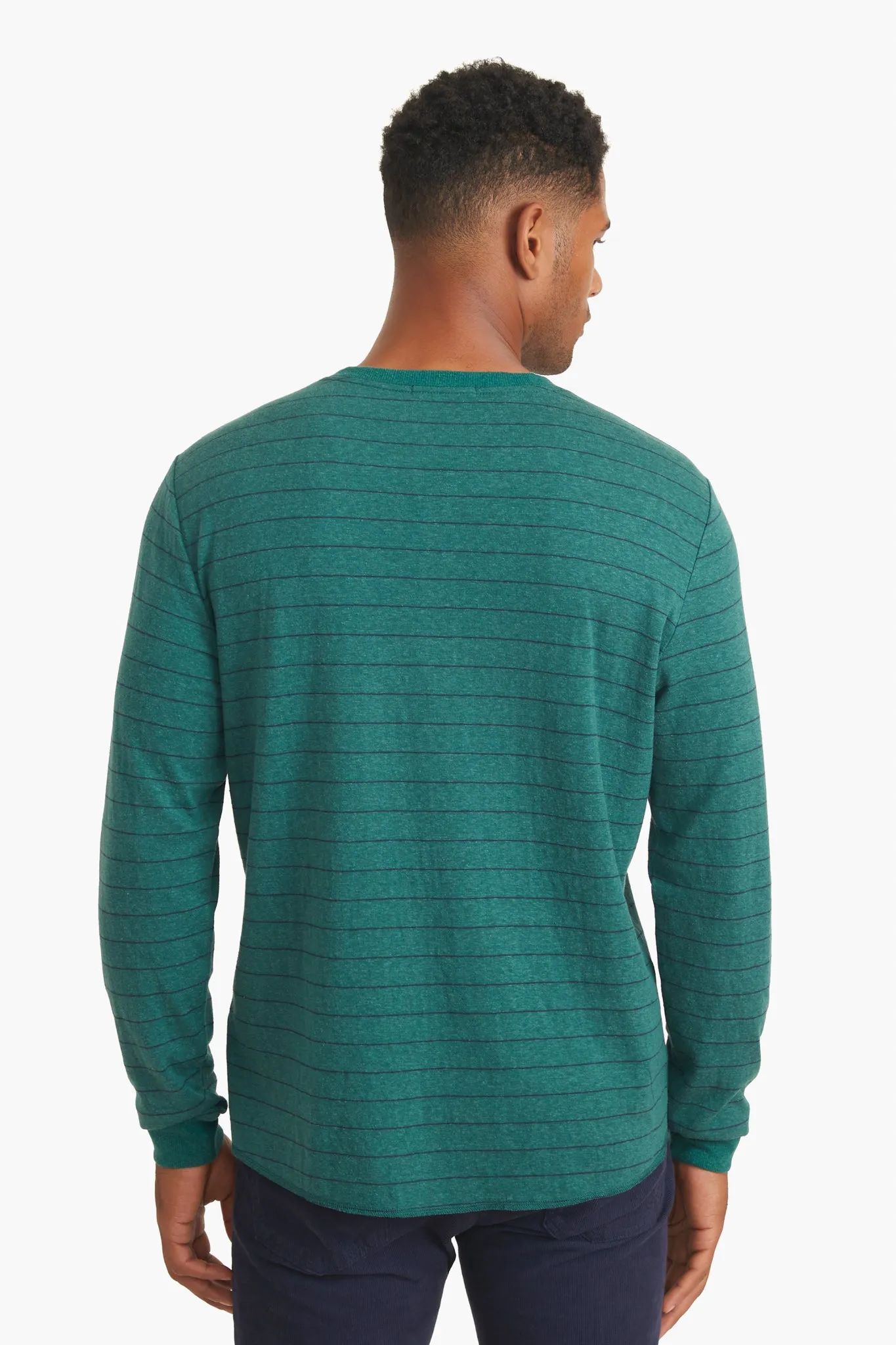 Ponderosa Pine Navy Stripe Double Knit Henley