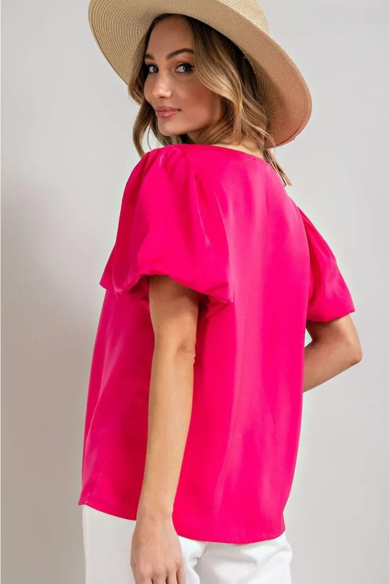 Puff Sleeve Satin Top