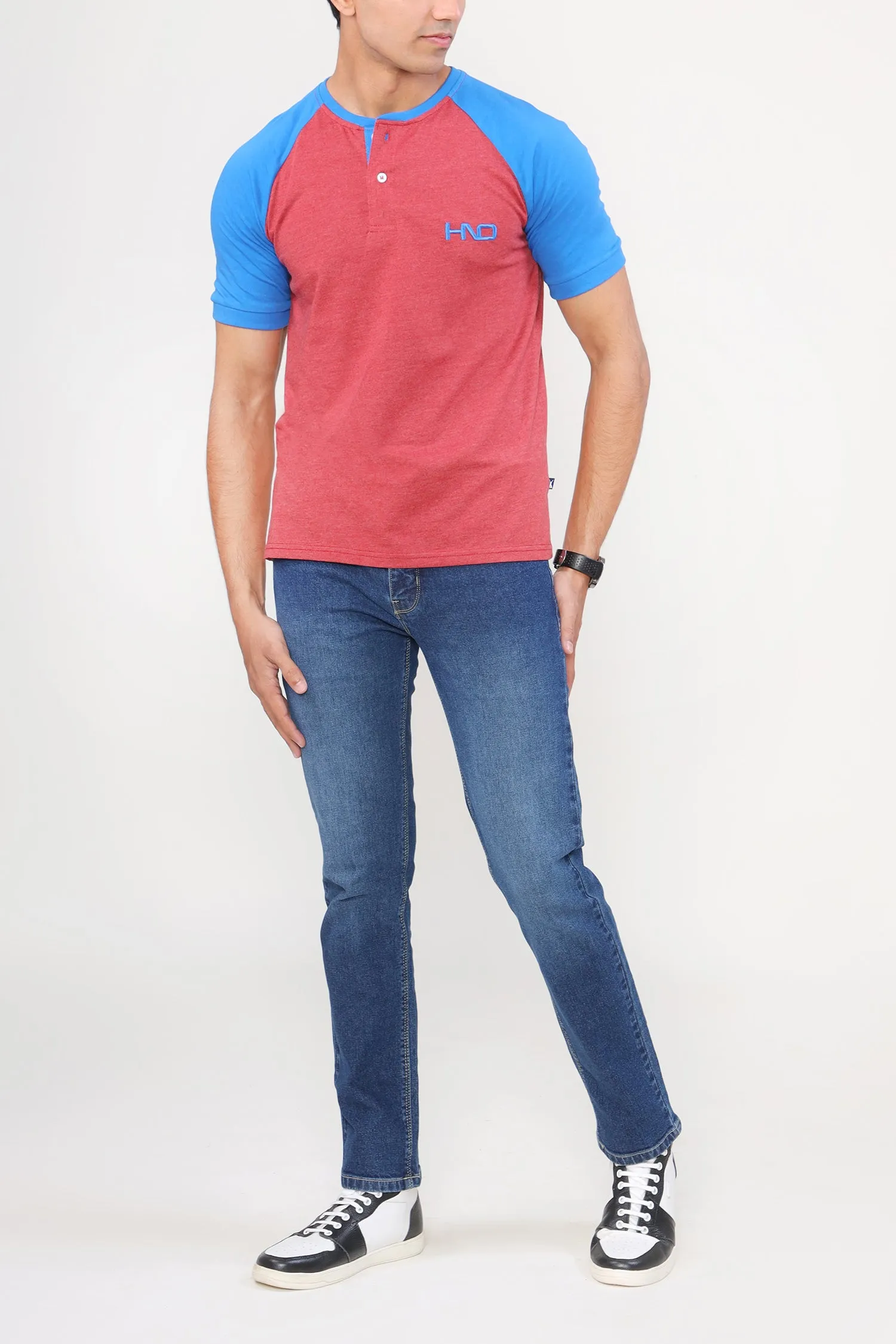 Raglan Sleeves Henley For Men