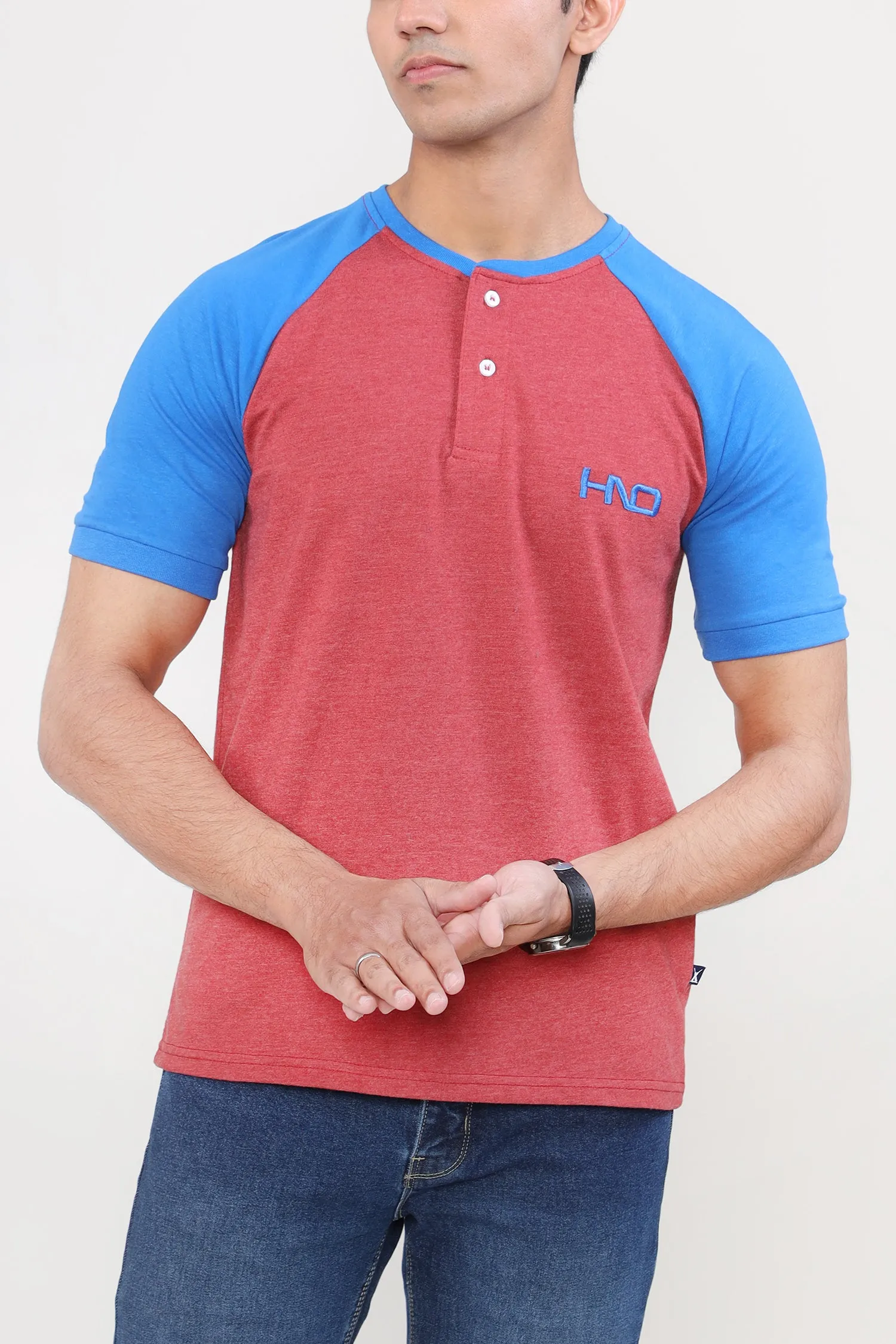 Raglan Sleeves Henley For Men