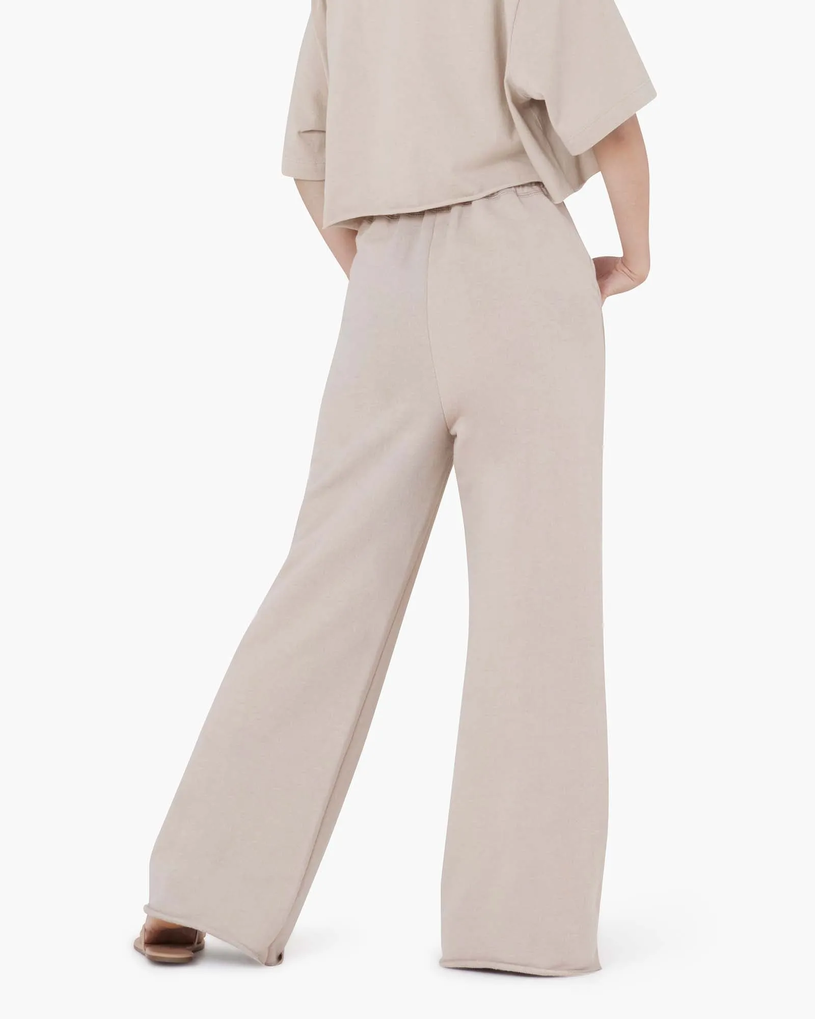 Raw Edge Wide Leg Pant - Sand