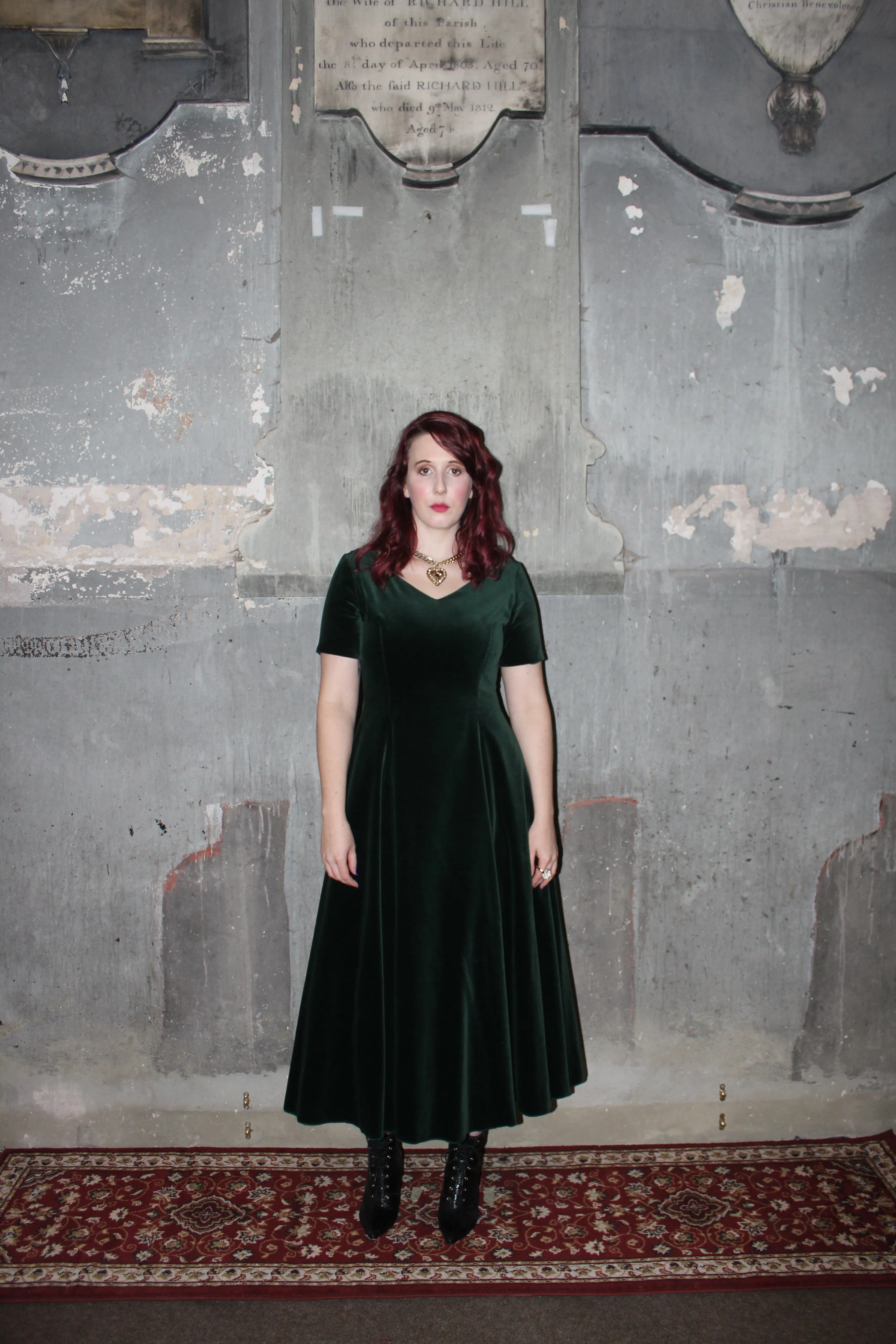 RENT Vintage Emerald Green Velvet Maxi Dress