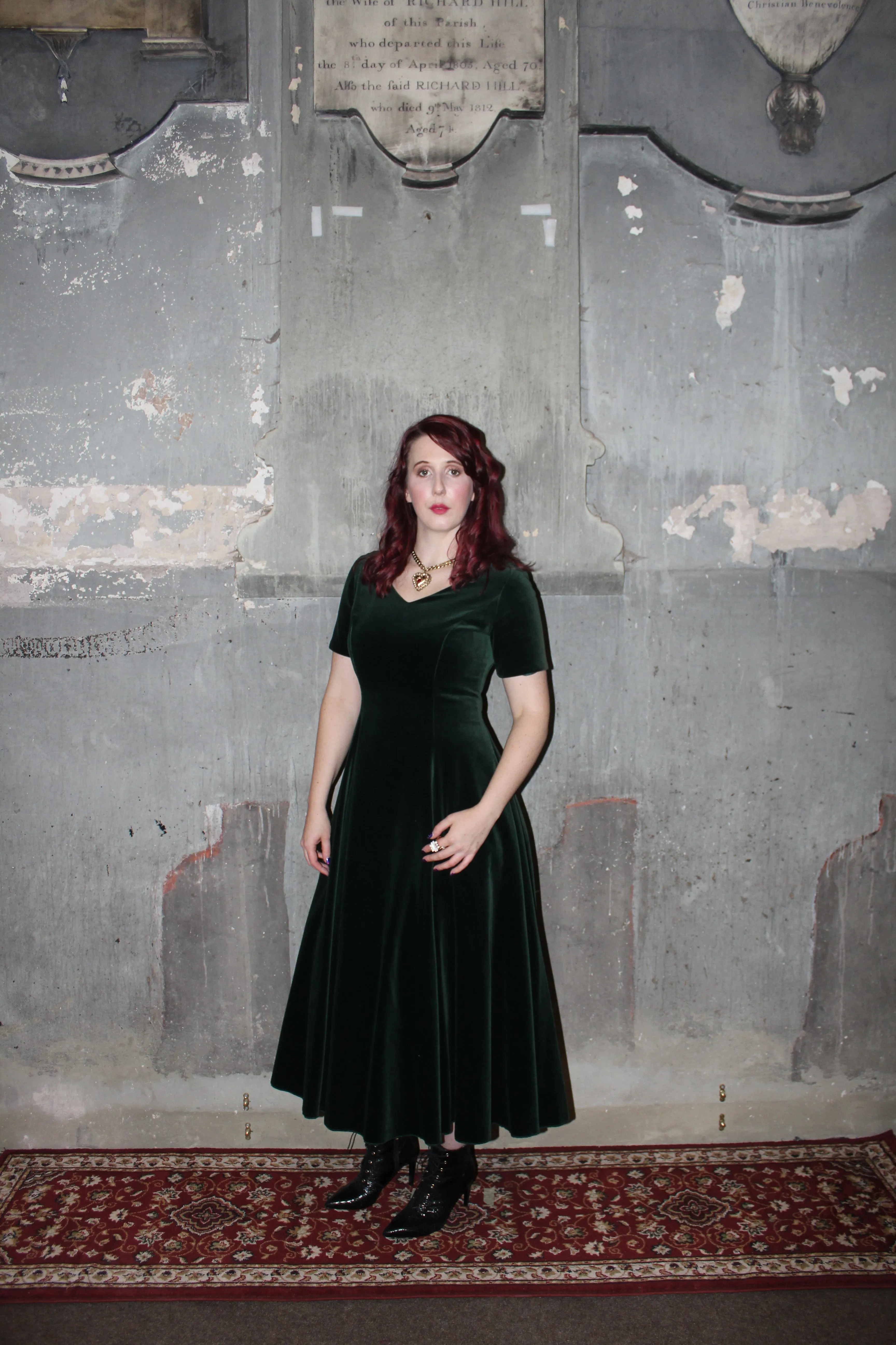 RENT Vintage Emerald Green Velvet Maxi Dress