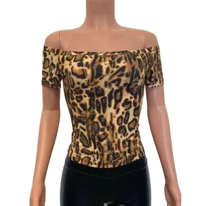 SALE - Cold Shoulder Top - Leopard