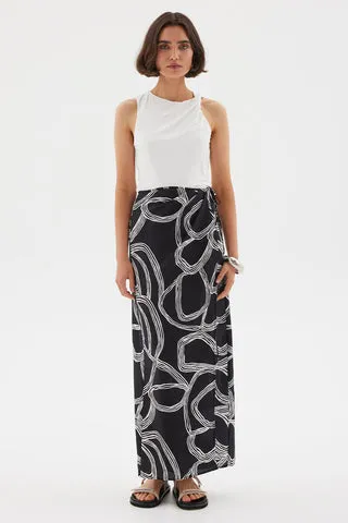 Sgraffito Wrap Maxi Skirt