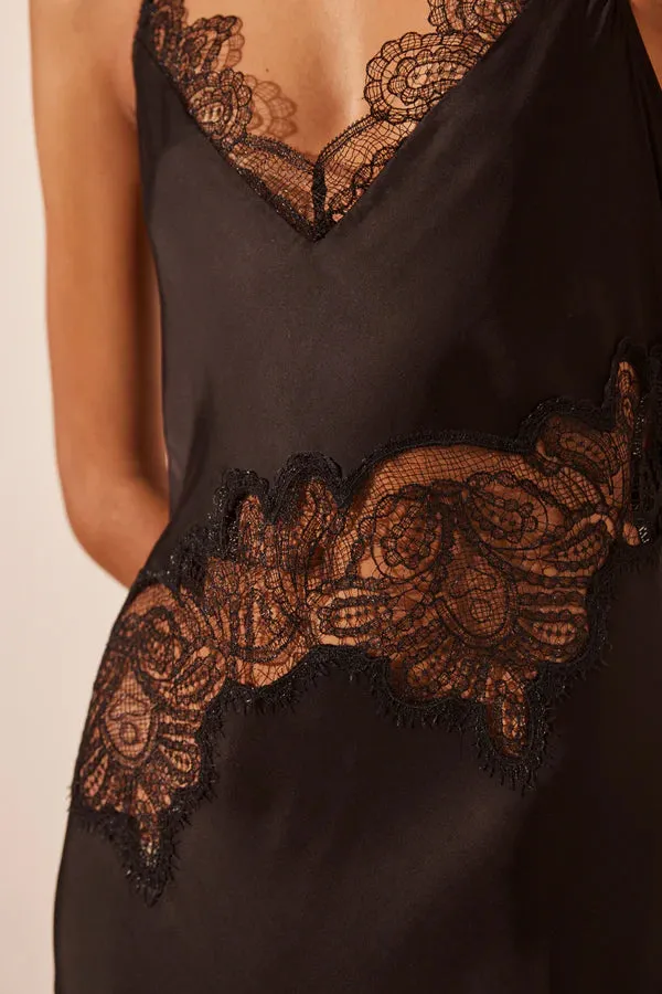 SHONA JOY - Jamila Lace Panelled Maxi Dress Black