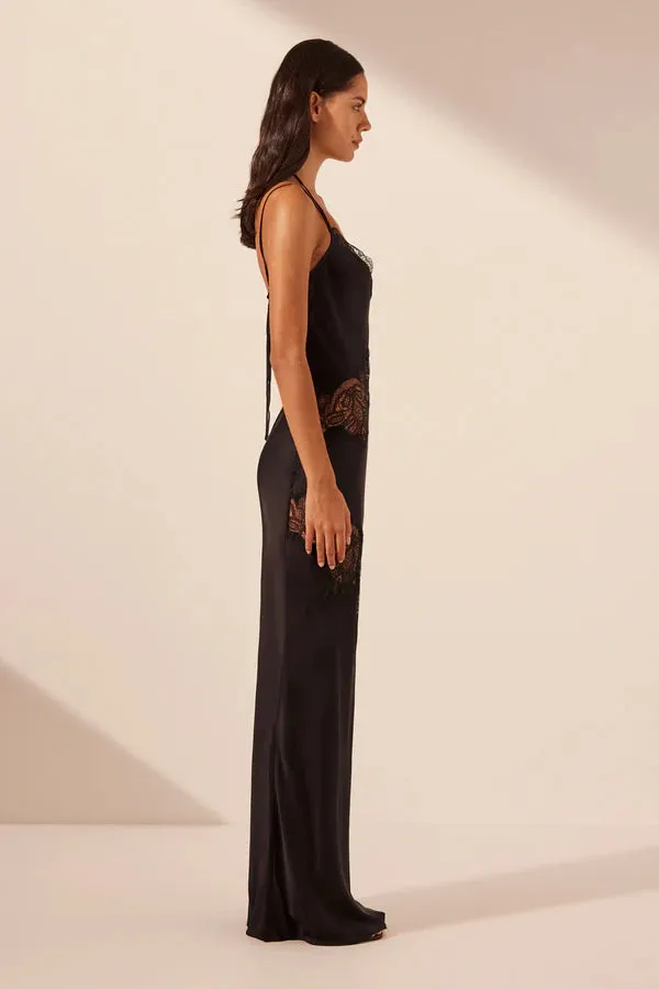 SHONA JOY - Jamila Lace Panelled Maxi Dress Black