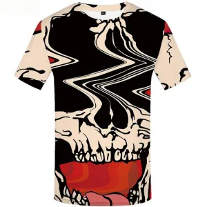 Skull T-shirt Men Colorful T shirts Funny Gothic Tshirts Cool Punk Rock Shirt Print Short Sleeve Fashion Mens Tops Slim Rock