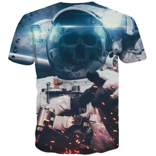 Skull T-shirt Men Military Tshirts Cool Metal T-shirts 3d Technology T-shirts Graphic Hip Hop Shirt Print Short Sleeve