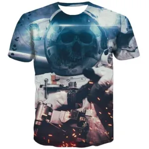 Skull T-shirt Men Military Tshirts Cool Metal T-shirts 3d Technology T-shirts Graphic Hip Hop Shirt Print Short Sleeve