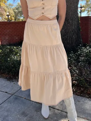 SOLEIL MIDI SKIRT IN CREAM