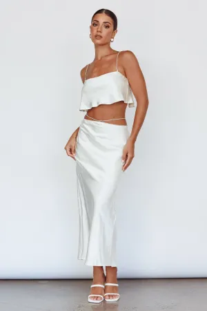 Tahni Diamante Chain Maxi Skirt Oyster