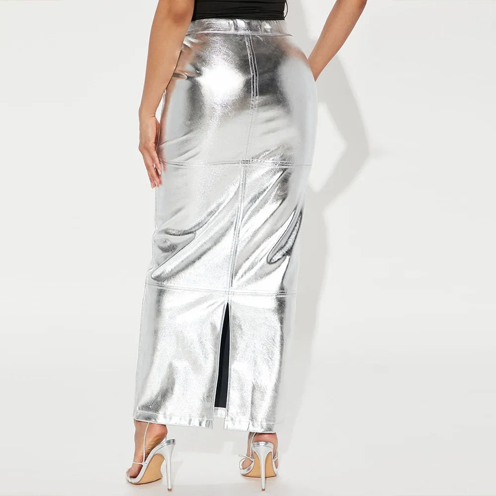 TEEK - Magical Metallic Slim Maxi Skirts