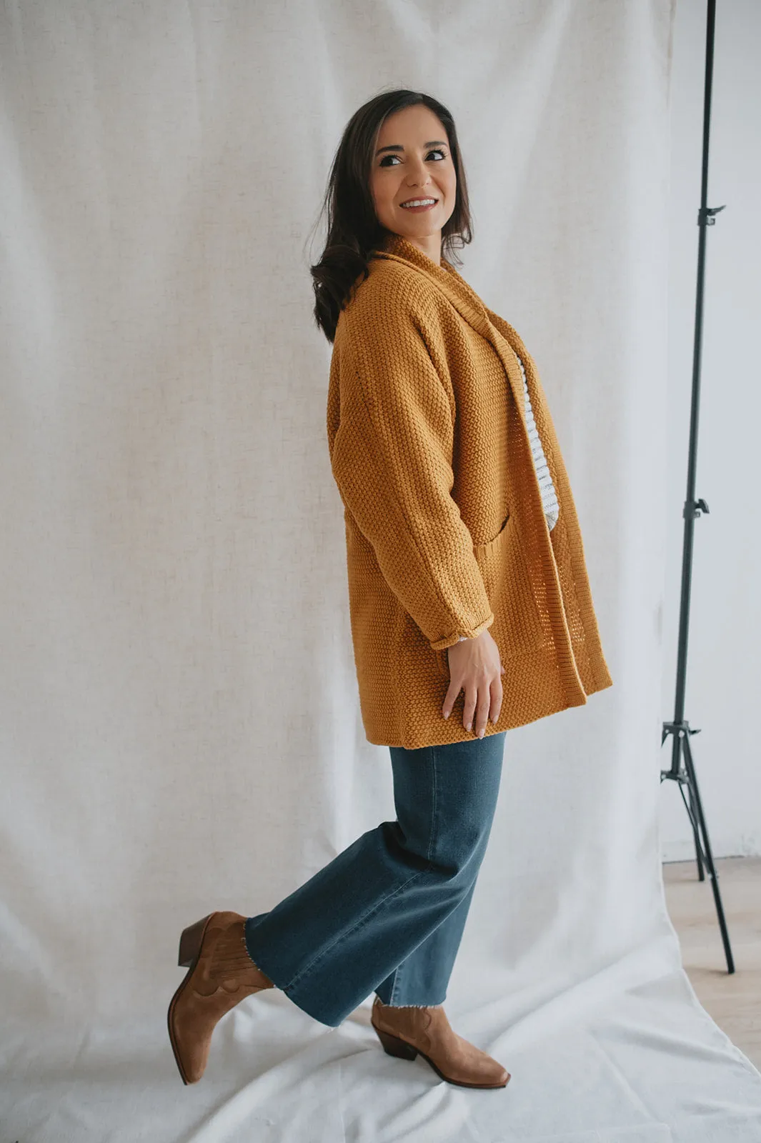 The Erinn Boyfriend Cardigan - Mustard