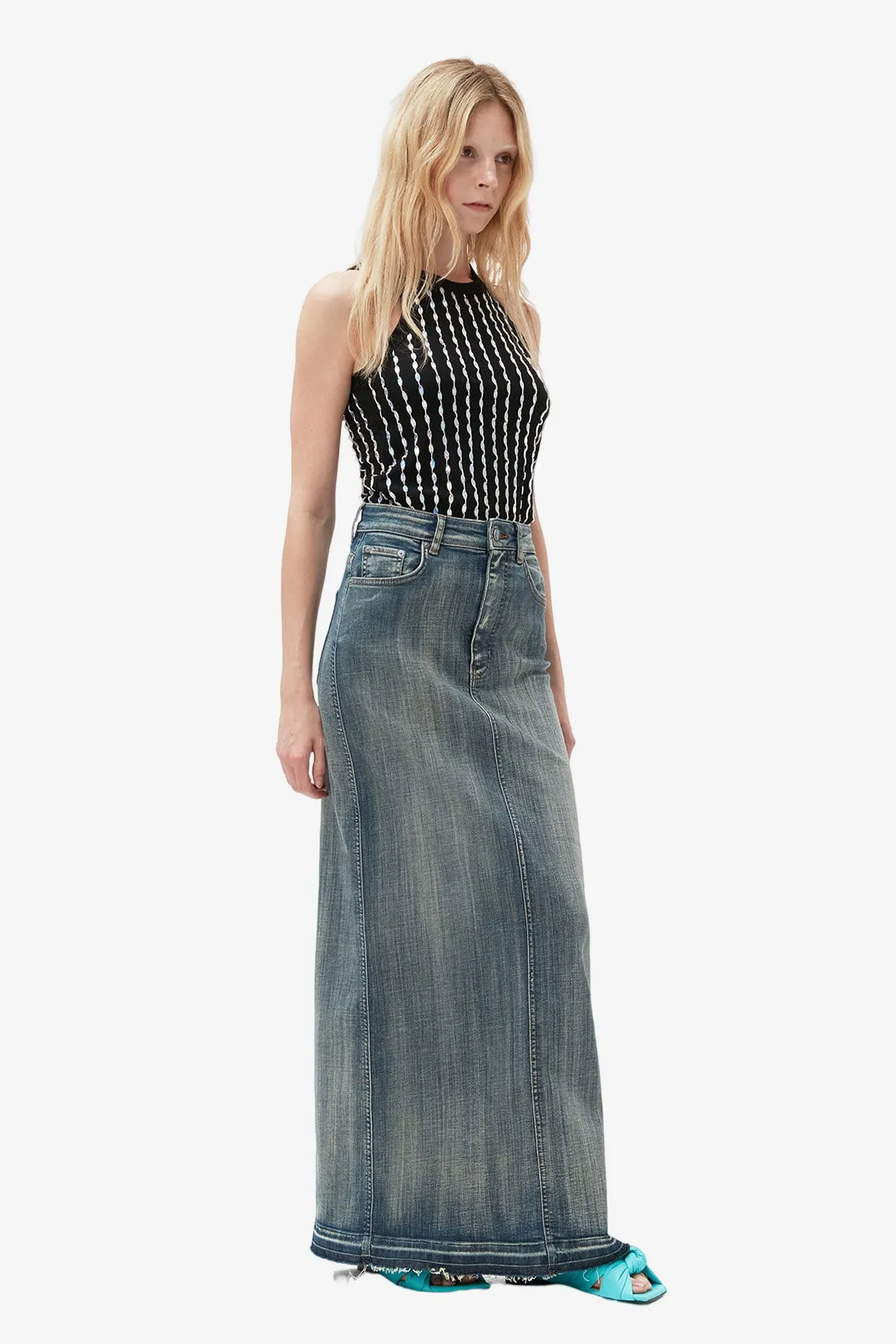 Tint Edge Denim Maxi Skirt - Tint Wash