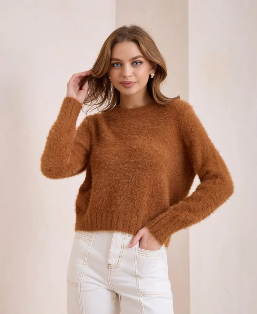 Tully Tan Fluffy Knit