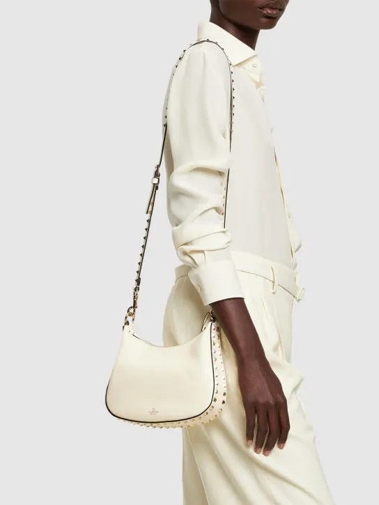 Valentino Garavani   Small Rockstud leather hobo bag 