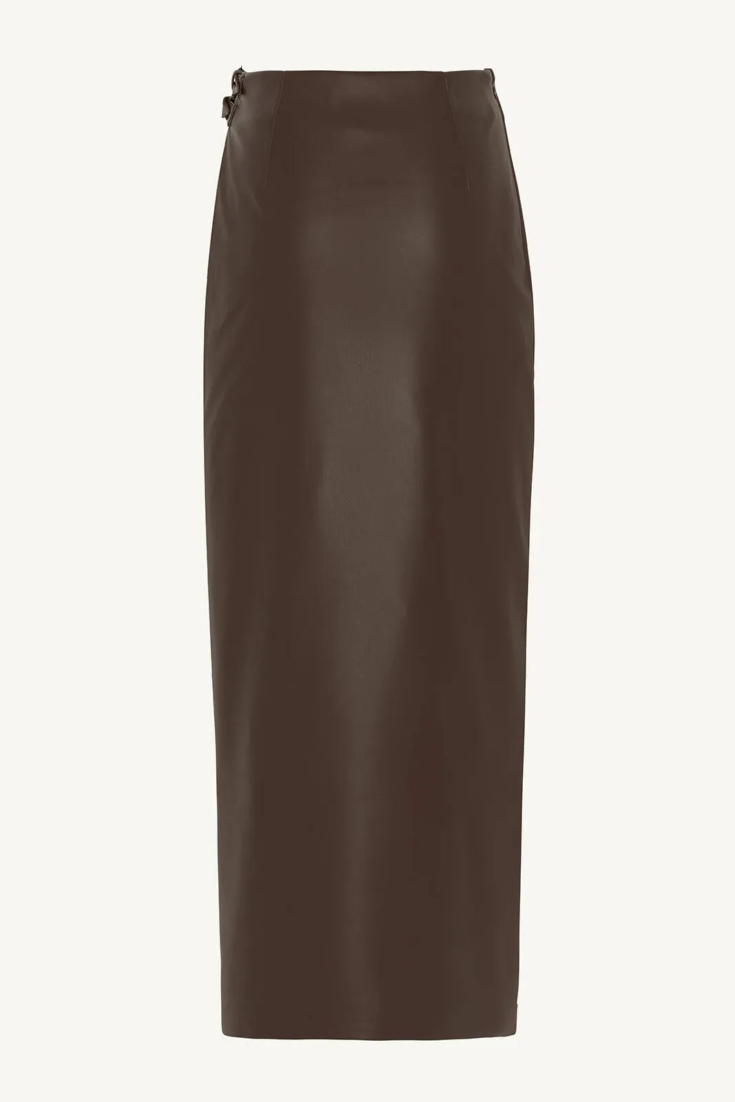 Vegan Leather Wrap Maxi Skirt - Java