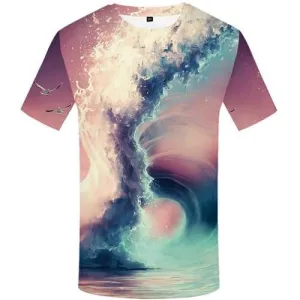 Wave T shirts Men Water Tshirt Anime Colorful T-shirts 3d Harajuku T-shirts Graphic Short Sleeve Fashion Men Digital Streetwear