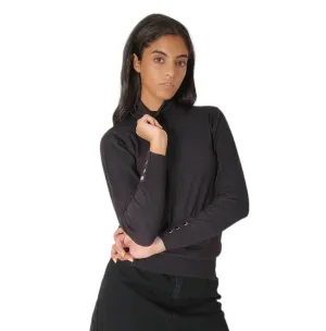 Women High Collar Pullover - Dark Grey