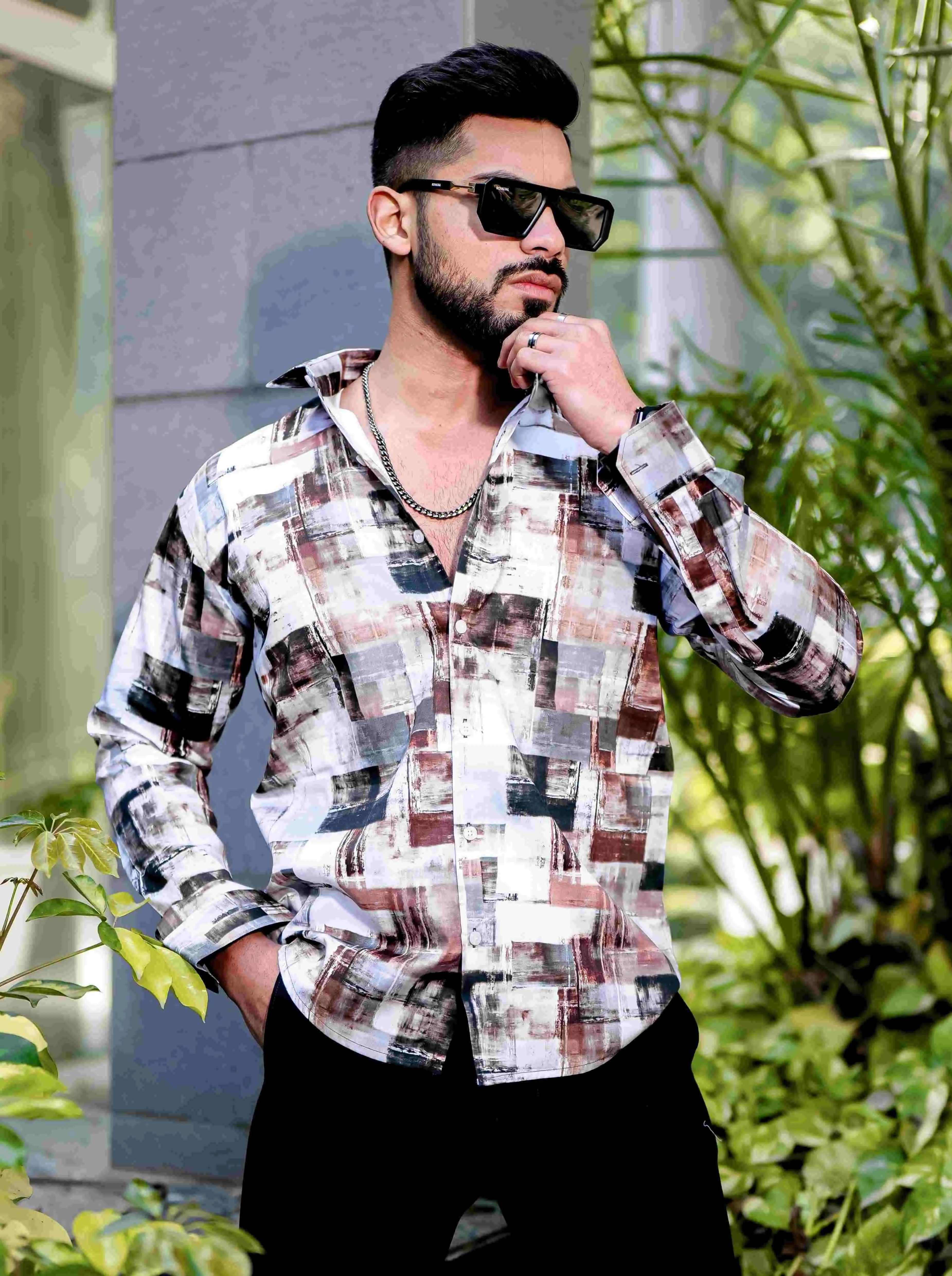 Wood Giza Cotton Print Premium Shirt