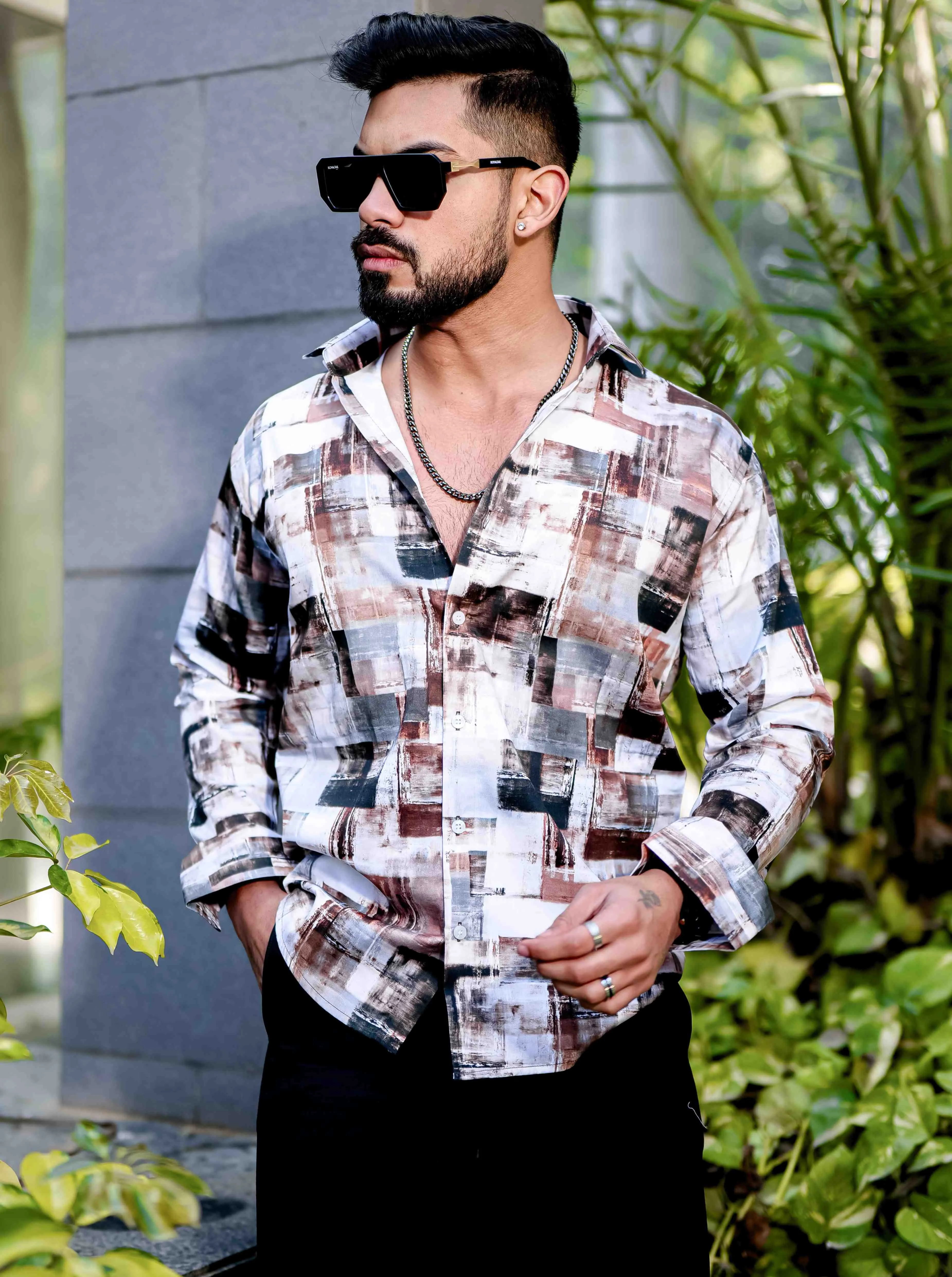 Wood Giza Cotton Print Premium Shirt